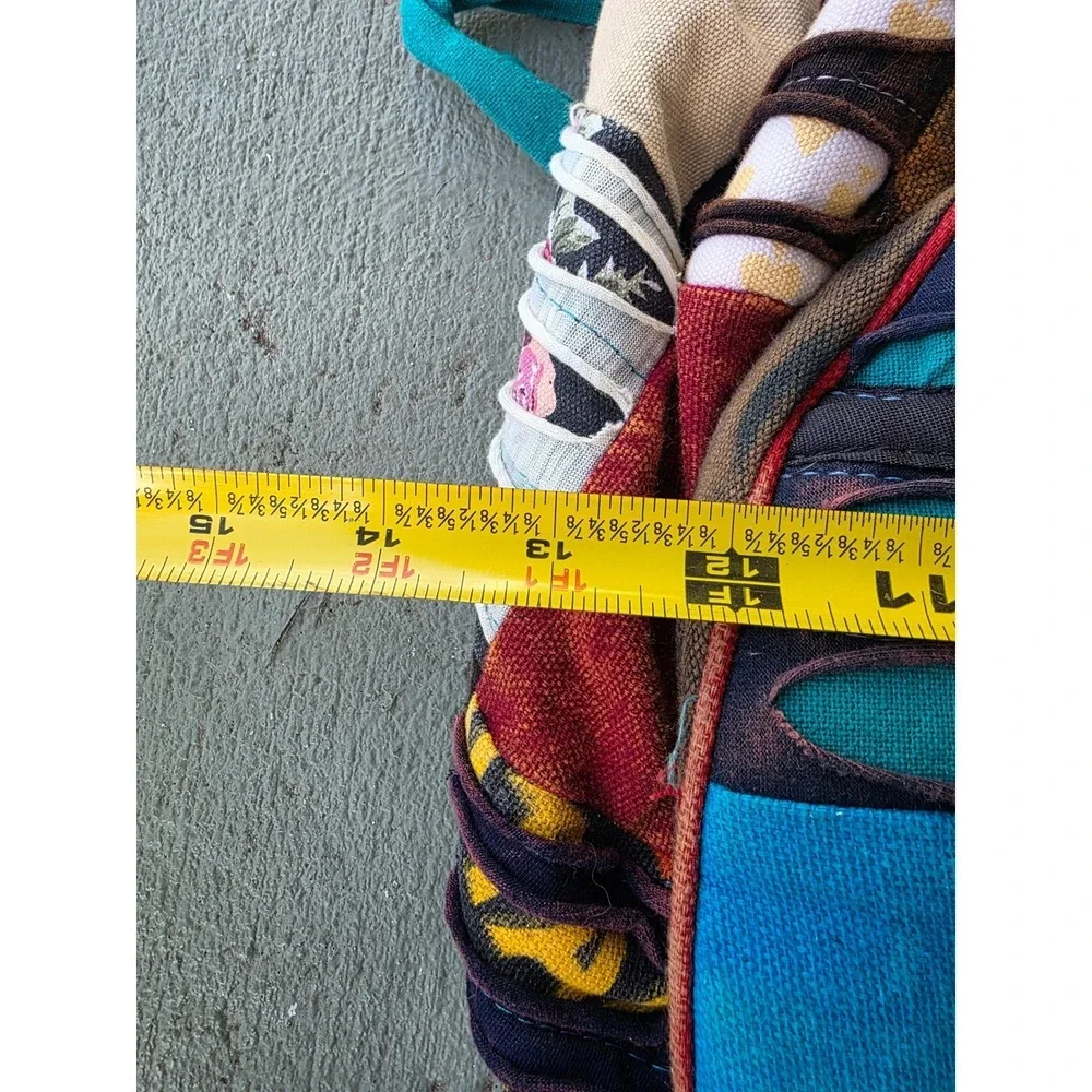 Boho‎ Patchwork Razor Cut Sling Backpack Multi Color Cotton Hippie Festival E2